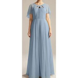 AW BRIDAL sz 6 M dusty blue chiffon Kay bridesmaid PARTY maxi dress NEW 0B17